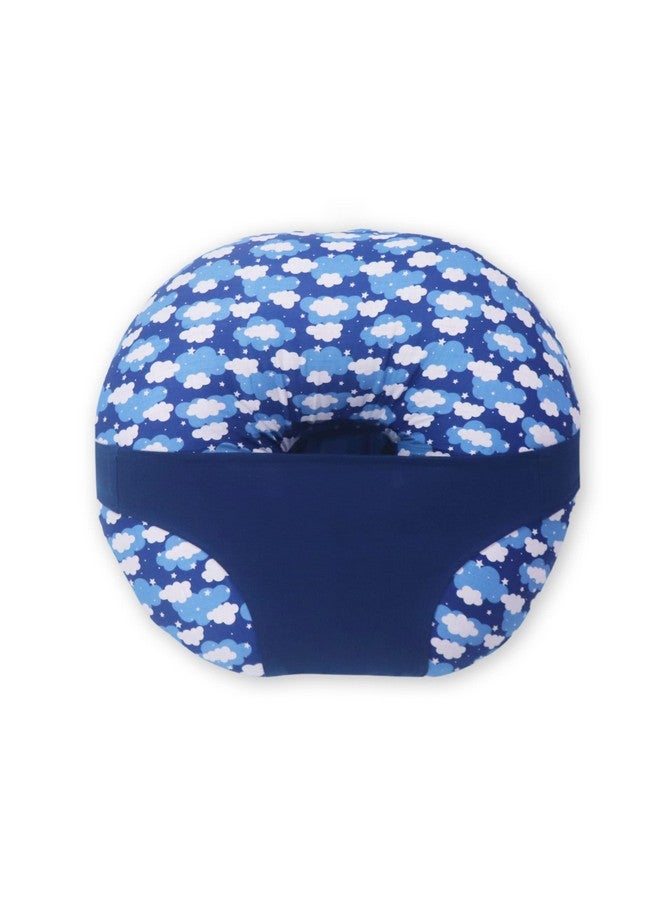 Kradyl Kroft 5In1 Baby Feeding Pillow With 100% Cotton Detachable Cover | With Belt And Baby Hoop | Breastfeeding Pillow | Nursing Pillow (Blue Clouds) - Image 1