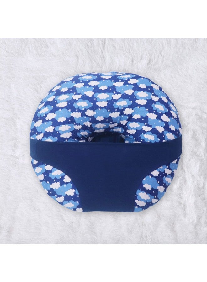 Kradyl Kroft 5In1 Baby Feeding Pillow With 100% Cotton Detachable Cover | With Belt And Baby Hoop | Breastfeeding Pillow | Nursing Pillow (Blue Clouds) - Image 4