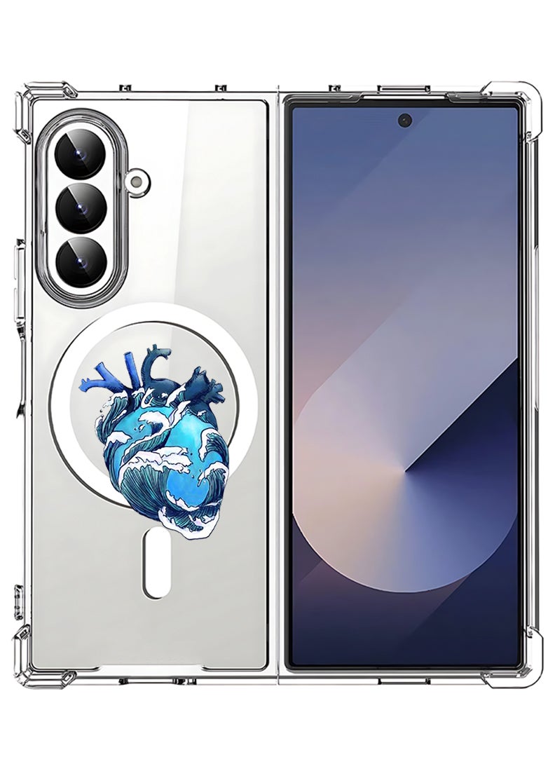 Theodor Magnetic Case for Samsung Galaxy Z Fold 7 Compatible with MagSafe Wireless Charging, Shockproof Phone Bumper Cover Heart - Image 1