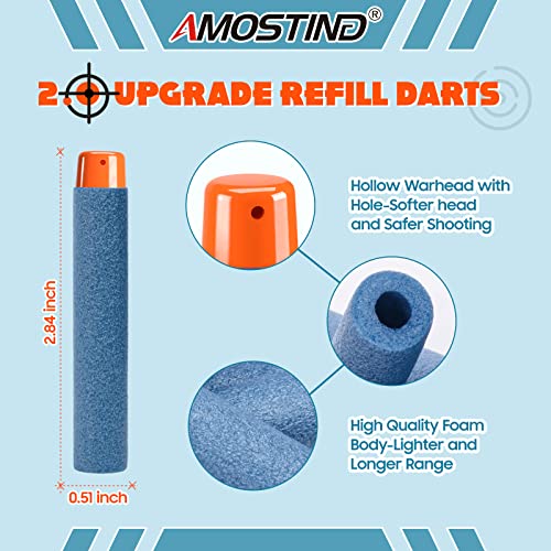 AMOSTING 100PCS Refill Bullets Ammo Pack Compatible with Nerf Guns for Nerf NStrike Elite 20 Series Compatible with All Elite Blasters Toy Guns Bluewith Storage Bag - Image 5