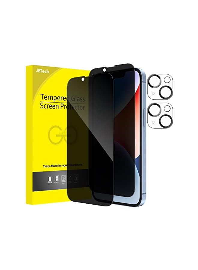 Jetech واقٍ شاشة خصوصية يغطي بالكامل لجهاز آيفون 14 بلس 6.7 بوصة مع واقي عدسة الكاميرا، فيلم زجاج مقسى مضاد للتجسس، عبوة مكونة من 2 - Image 2