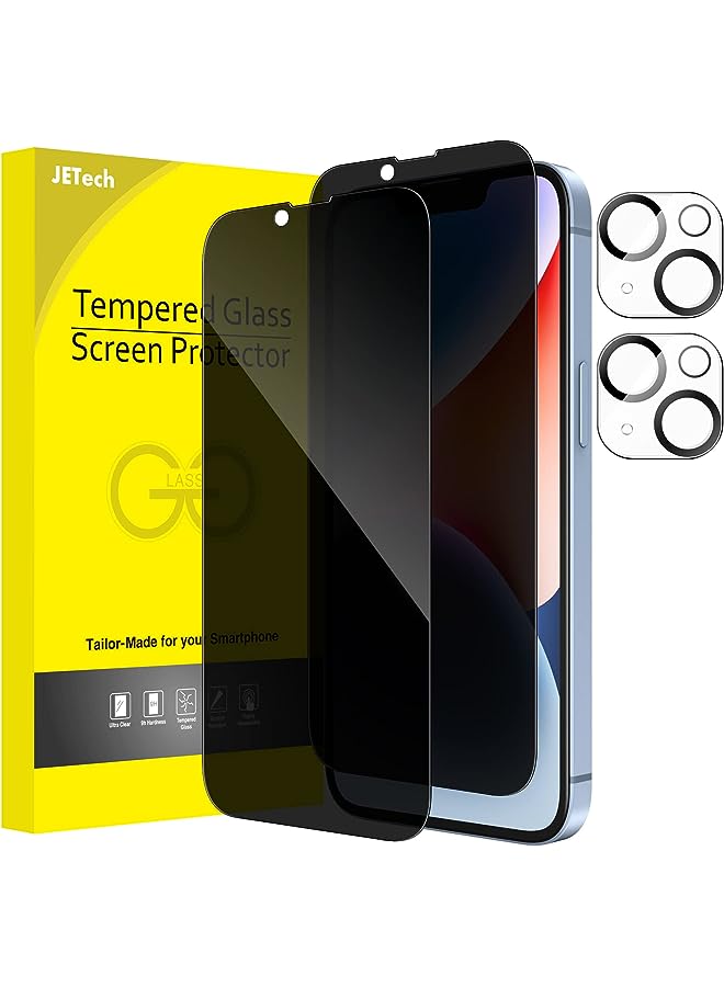Jetech واقٍ شاشة خصوصية يغطي بالكامل لجهاز آيفون 14 بلس 6.7 بوصة مع واقي عدسة الكاميرا، فيلم زجاج مقسى مضاد للتجسس، عبوة مكونة من 2 - Image 1