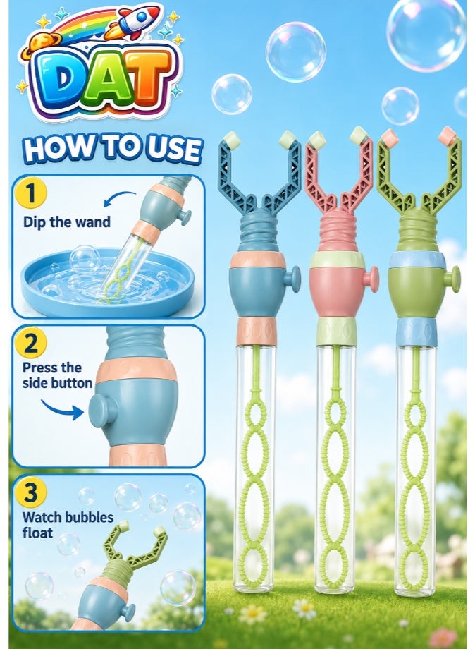 DAT Antler Bubble Wand Toy With Hand Press Button Plastic Kids Outdoor Bubble Stick 3-Piece Set - Image 4
