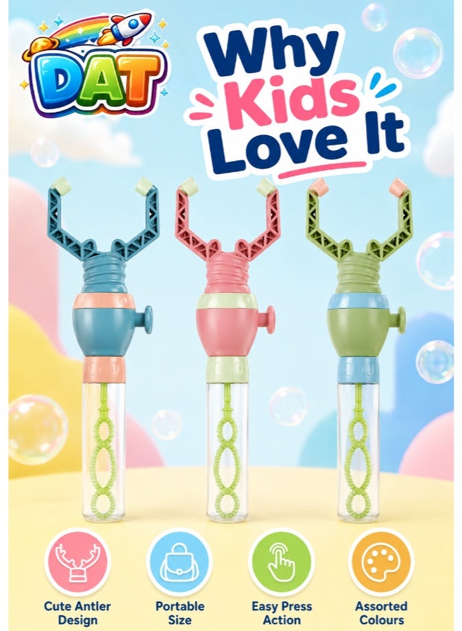 DAT Antler Bubble Wand Toy With Hand Press Button Plastic Kids Outdoor Bubble Stick 3-Piece Set - Image 2