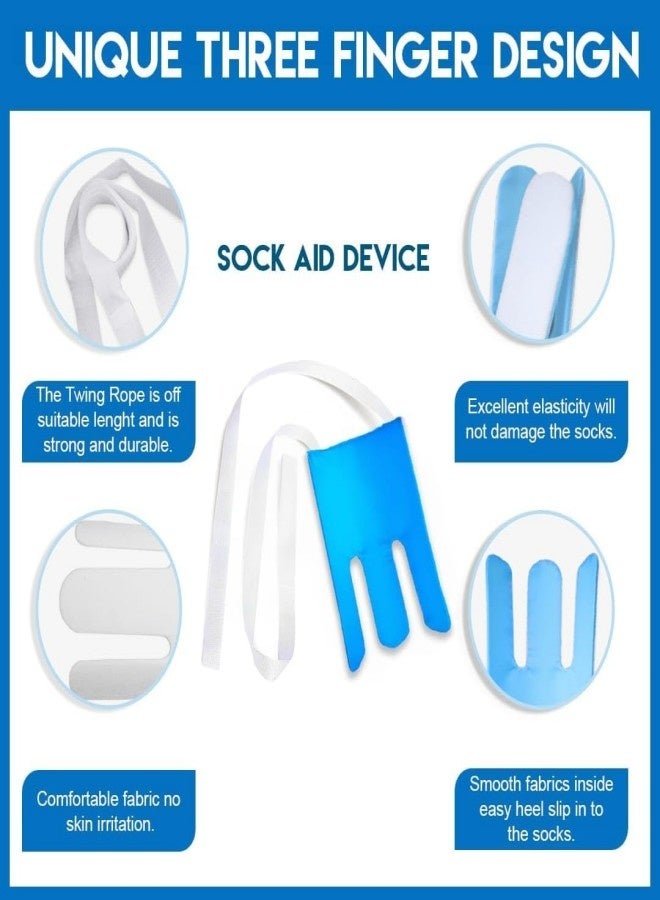 No More Bending Sock Aids for Putting Socks On and Off. Three Finger Design Sock Aid.Sock Helper for Elderly, Disabled, Pregnant and Diabetics. Sock Assistance with Shoe Horn - Image 5