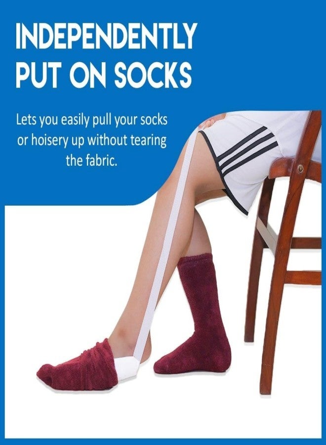 No More Bending Sock Aids for Putting Socks On and Off. Three Finger Design Sock Aid.Sock Helper for Elderly, Disabled, Pregnant and Diabetics. Sock Assistance with Shoe Horn - Image 4