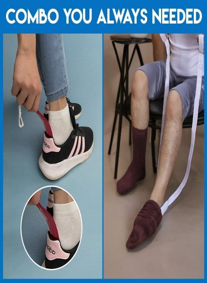 No More Bending Sock Aids for Putting Socks On and Off. Three Finger Design Sock Aid.Sock Helper for Elderly, Disabled, Pregnant and Diabetics. Sock Assistance with Shoe Horn - Image 3
