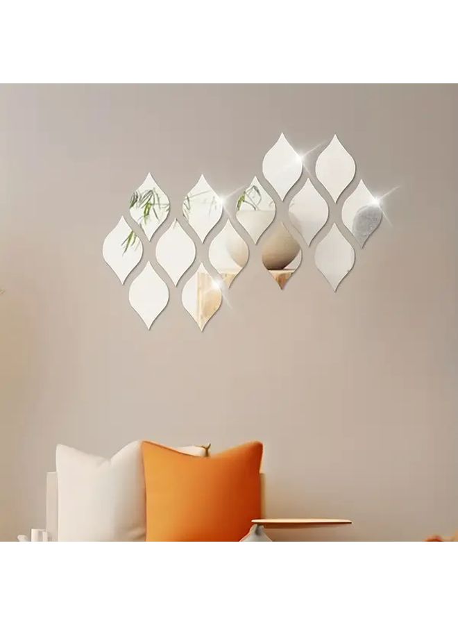 Silvery Water Drop Acrylic Self Adhesive Wall Mirror for Bedroom Living Room Office Kitchen DIY Decal - Image 1