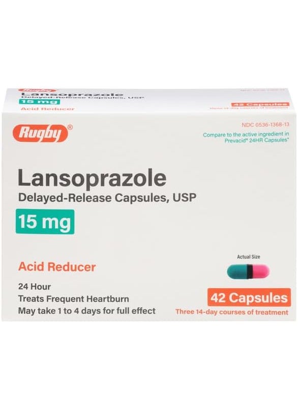 MAJOR Lansoprazole 84 Capsules Delayed Release Acid Reducer Generic for Prevacid OTC 15 MG Capsules 42 ea. 2 Pack Total 84 ea. 