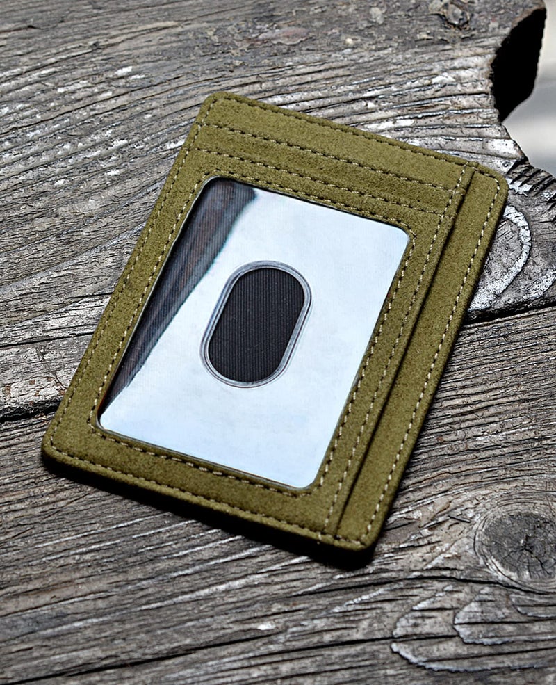 Buffway محفظة جلدية رفيعة وعصرية مع حماية RFID للرجال والنساء - باللون الأخضر من صحراء السهارى - Image 3