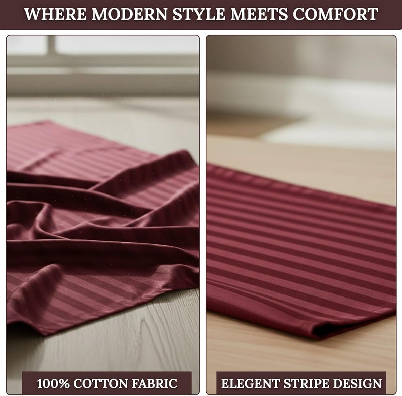 OSBED® Stripe 3 Piece Duvet Cover Set - Burgundy Queen Size - Image 5
