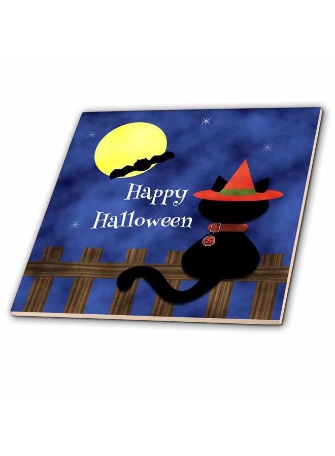 ct_180666_3 Cute Black Cat Happy Halloween-Ceramic Tile, 8-Inch