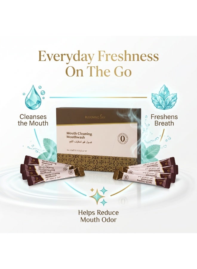 Blooming Day Mouth Cleansing Mouthwash 10ml × 30 Sachets – Travel Size Alcohol-Free Mouth Rinse, Fresh Breath Mint Mouthwash for Daily Oral Care - Image 5