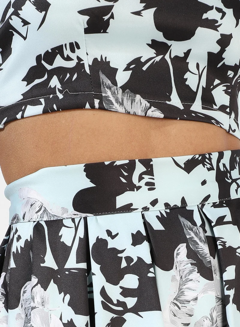 PINACOLADA Women's Mint Green & Midnight Black Abstract Floral Co-Ord Set