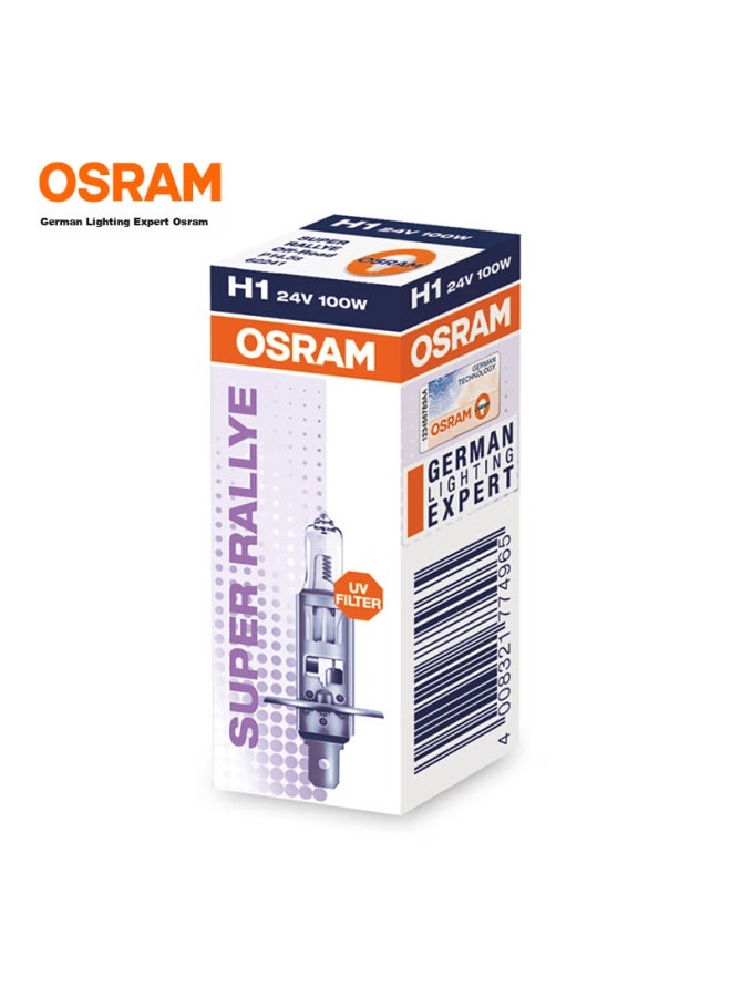 OSRAM مصباح أوسرام للسيارات، شعاع منخفض وعالي، مصباح هالوجين H1 24V 100W، عبوة فردية - Image 1
