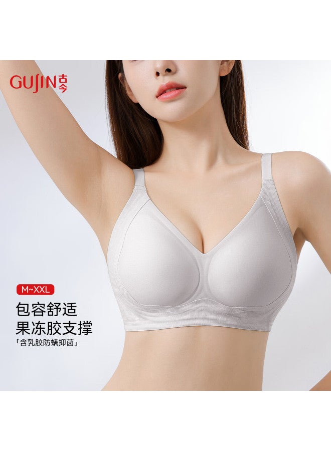 Gujin Jelly Gel Soft Support Bra Seamless Anti-slip Half Cup Side Breast Gathering Wireless Women's Bra