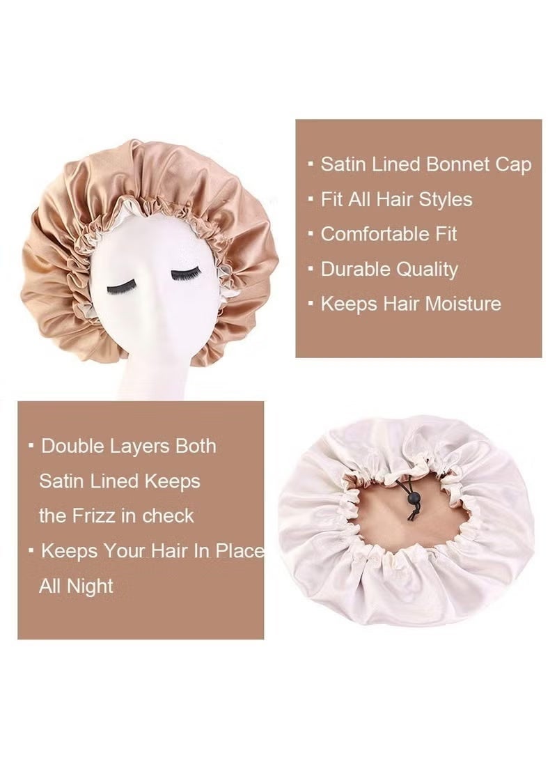Gecomo Women's Adjustable Reversible Satin Bonnet - Soft Double Sided Sleep Cap, Protects Natural Hair, Assorted Colors - Image 4