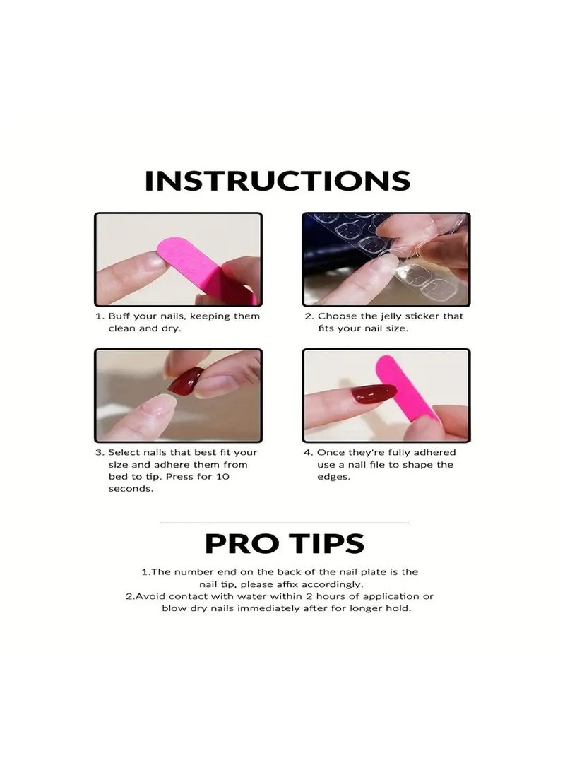 24pcs Short Oval Shape Press on Nails, Smudged Design Fake Nail, Glossy Full Cover Nails For Women's and Girl's - Image 4