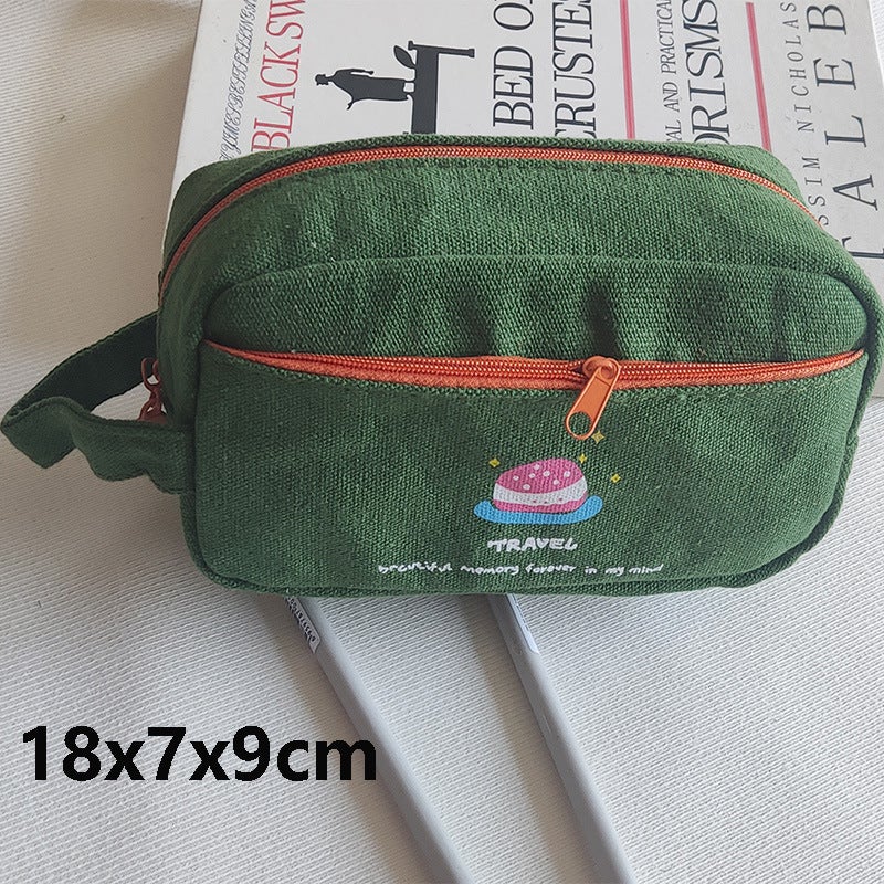 Trendy Camo Zipper Pencil Case for Kids Portable Green