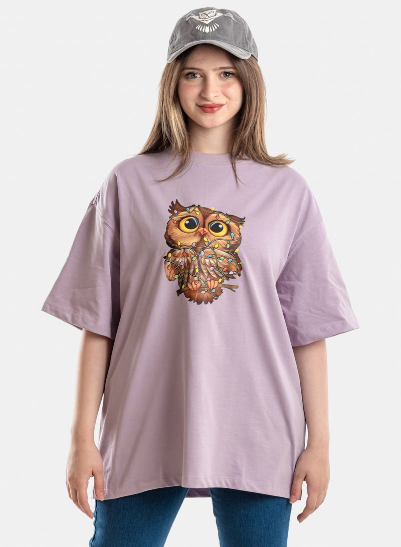 T-shirt 'happy Owl' Purple