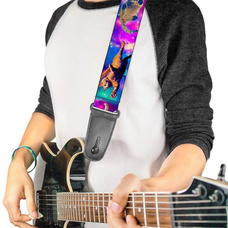 Buckle Down Buckle-Down Guitar Strap Cats In Space Pinks Blues 2 Inches Wide - Image 2