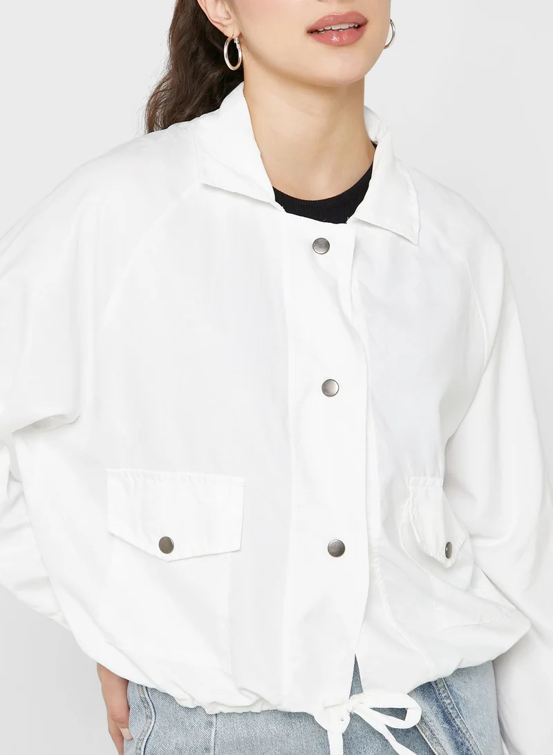 Ginger Cropped Jacket With Drawstring Waist