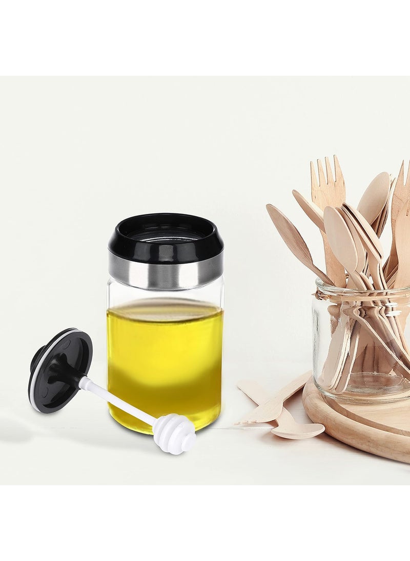 SIMPARTE SIMPARTE Borosilicate Glass Containers for Oil Spices Sauce Salt Sugar Honey Ghee Chutney Jar with Dipper for Dinning Table Kitchen and Restaurant 250ml Set of 1 Clear  - Image 3