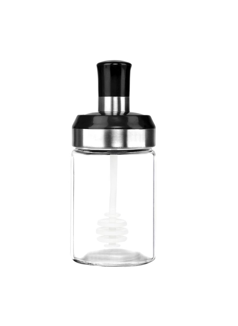 SIMPARTE SIMPARTE Borosilicate Glass Containers for Oil Spices Sauce Salt Sugar Honey Ghee Chutney Jar with Dipper for Dinning Table Kitchen and Restaurant 250ml Set of 1 Clear  - Image 1
