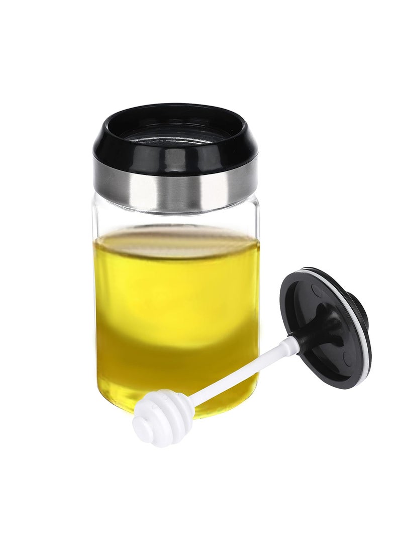 SIMPARTE SIMPARTE Borosilicate Glass Containers for Oil Spices Sauce Salt Sugar Honey Ghee Chutney Jar with Dipper for Dinning Table Kitchen and Restaurant 250ml Set of 1 Clear  - Image 2
