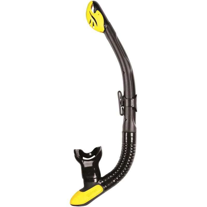 Mares Unisex Adults Ergo Dry Snorkel - Durable Lightweight Scuba Diving & Snorkeling Gear with Dry Top & Ergonomic Mouthpiece, Black/Yellow - Image 1