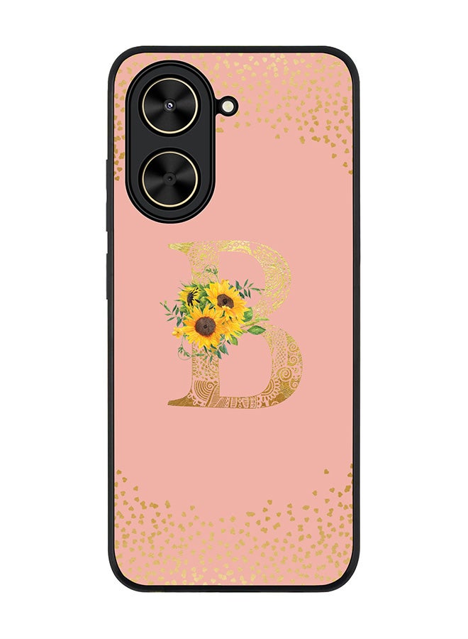 Stylizedd For Xiaomi Poco C71 / Redmi A5 4G Case,Slim fit Camera Protection, Shockproof Thin Phone cover  - Custom Floral Monogram - B  (Rose Pink )