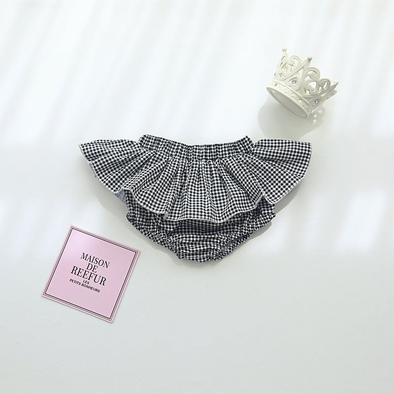 Ins Summer Korean Style Girls Tutu Skirt Floral Ruffled Baby Skirt Pants Spring & Fall Kidsren'S Bud Waist Shorts - Image 1