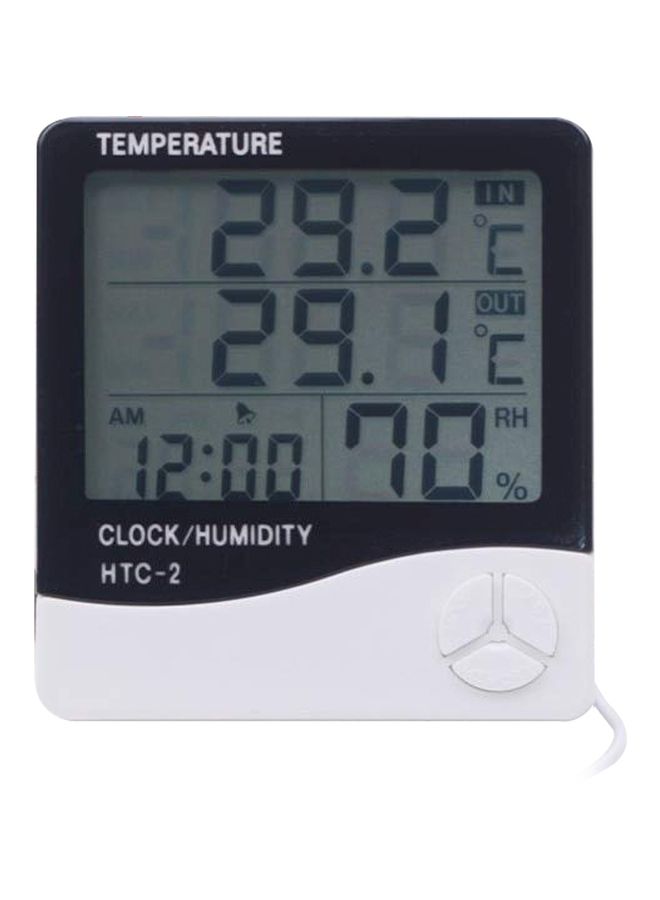 NIBEMINENT Wireless Temperature And Humidity Meter With Alarm Clock Black/White - Image 1