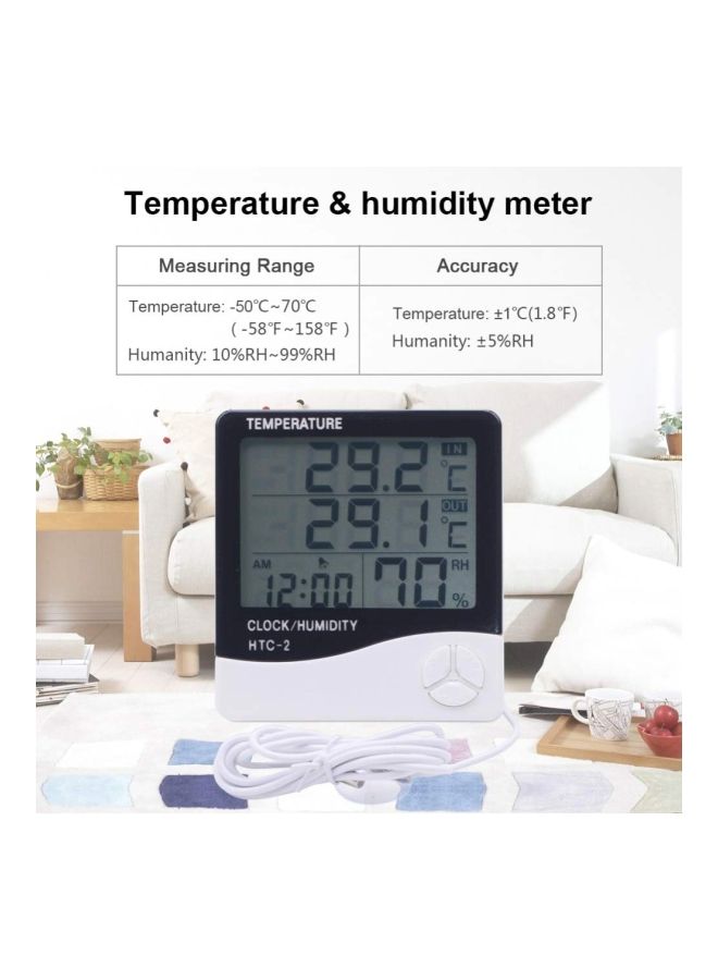 NIBEMINENT Wireless Temperature And Humidity Meter With Alarm Clock Black/White - Image 2