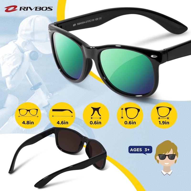 RIVBOS Kids Sunglasses Polarized UV Protection Flexible Rubber Glasses Shades with Strap for Boys Girls RBK004 - Image 5