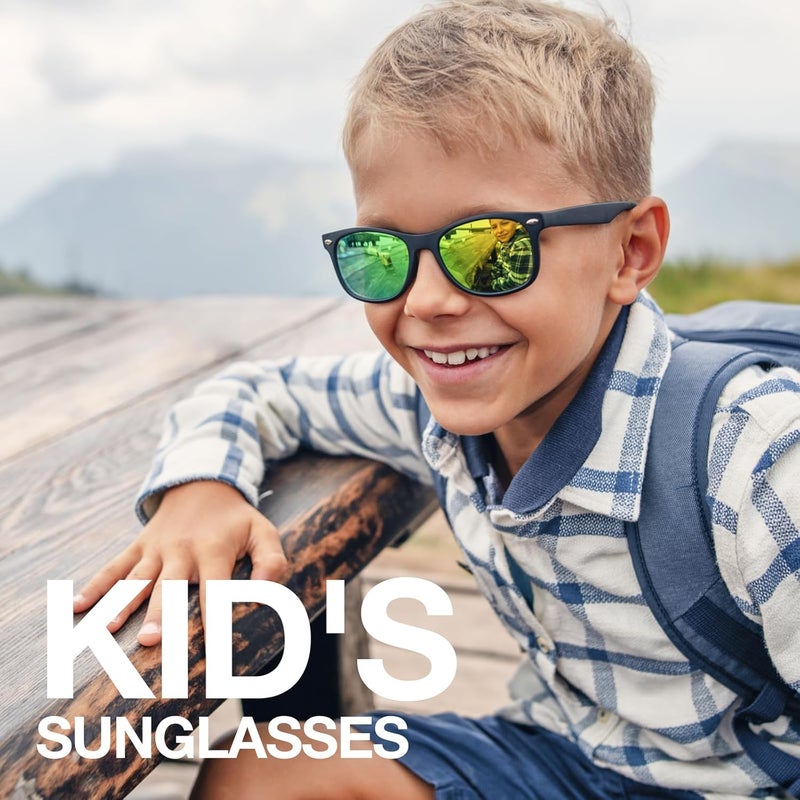 RIVBOS Kids Sunglasses Polarized UV Protection Flexible Rubber Glasses Shades with Strap for Boys Girls RBK004 - Image 2