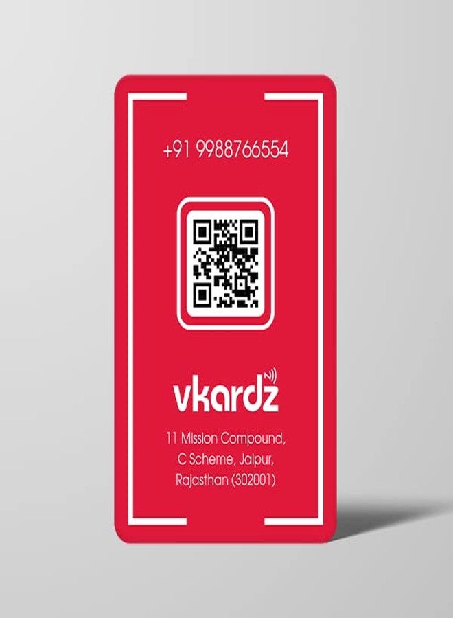 vkardz - بطاقة سهلة الاستخدام لمشاركة جهات الاتصال، نصفها وكاملها، قابلة للتخصيص، مع ملف تعريف مميز، بطاقة NFC مقاومة للخدش (أرسل بياناتك للتخصيص) (صورة عمودية حمراء) - Image 3