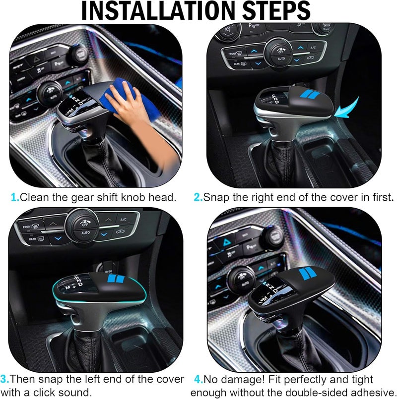 Temp & permanent project compatible Gear Shift Knob Head Cover Trim for Dodge Charger Challenger Accessories 2015-2023 2024 Durango 2016-2024 ABS Interior Shell Insert Decoration Protector Gear Shifter Cover (Matte Blue) General compatible practical design - Image 5