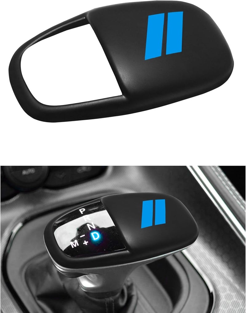 Temp & permanent project compatible Gear Shift Knob Head Cover Trim for Dodge Charger Challenger Accessories 2015-2023 2024 Durango 2016-2024 ABS Interior Shell Insert Decoration Protector Gear Shifter Cover (Matte Blue) General compatible practical design - Image 1