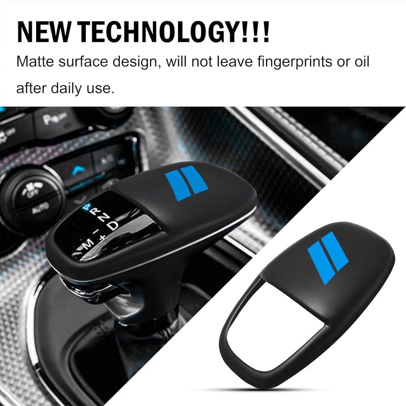 Temp & permanent project compatible Gear Shift Knob Head Cover Trim for Dodge Charger Challenger Accessories 2015-2023 2024 Durango 2016-2024 ABS Interior Shell Insert Decoration Protector Gear Shifter Cover (Matte Blue) General compatible practical design - Image 2