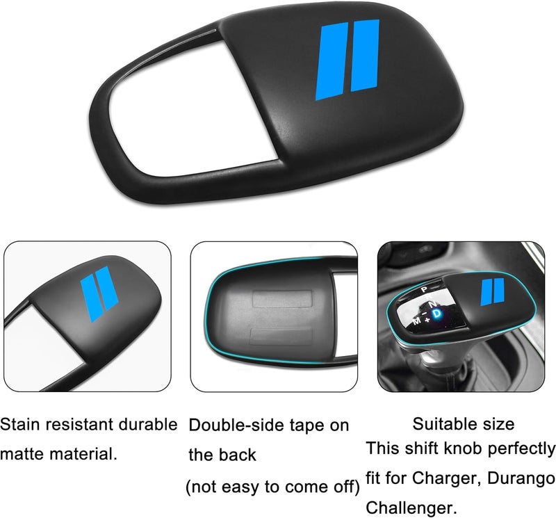 Temp & permanent project compatible Gear Shift Knob Head Cover Trim for Dodge Charger Challenger Accessories 2015-2023 2024 Durango 2016-2024 ABS Interior Shell Insert Decoration Protector Gear Shifter Cover (Matte Blue) General compatible practical design - Image 3
