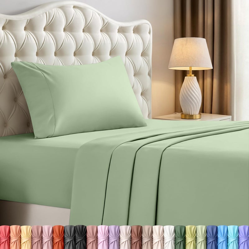 Utopia Bedding Twin XL Sheet Set Dorm Room Essentials for Students 3 Piece Soft Breathable Microfiber College Bedding 1 Fitted Sheet 1 Flat Sheet 1 Pillowcase Oeko Tex Sage - Image 2