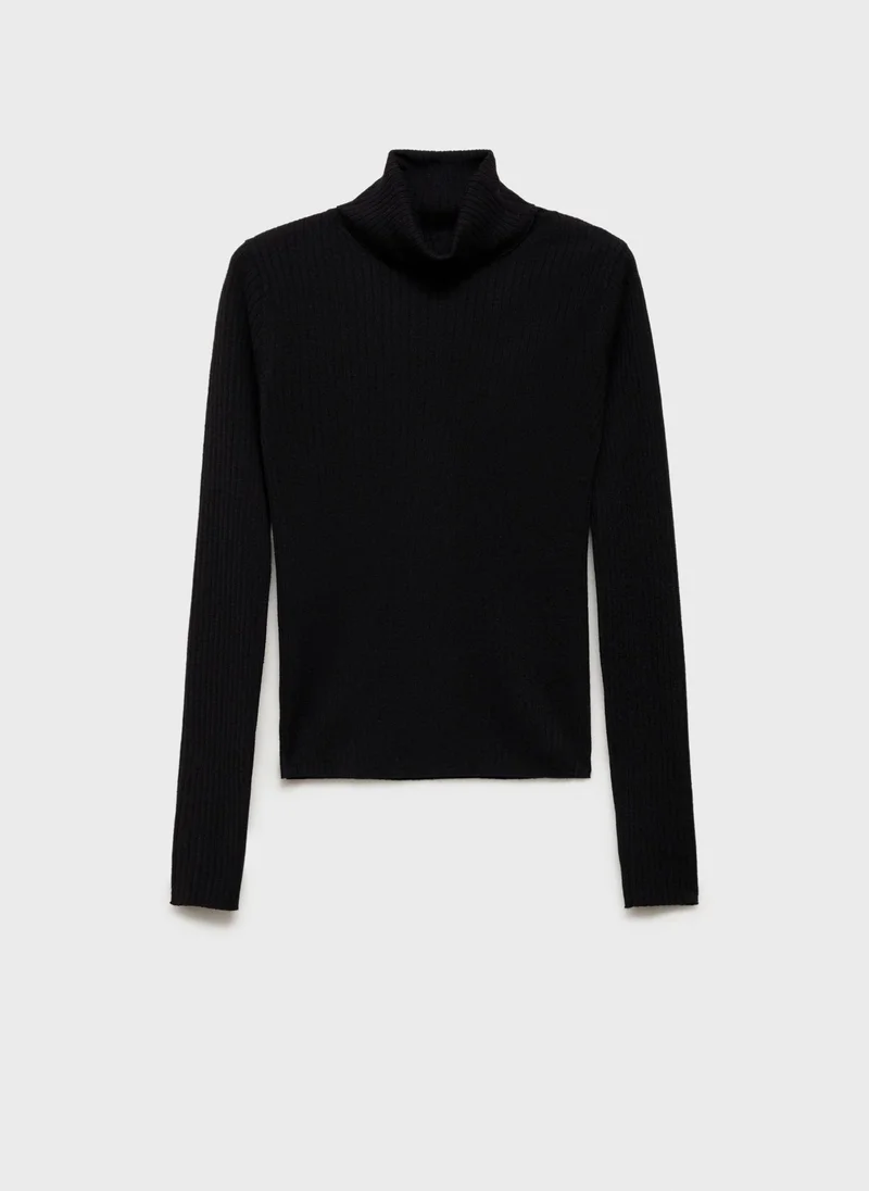 MANGO Wool Blend Turtleneck Sweater