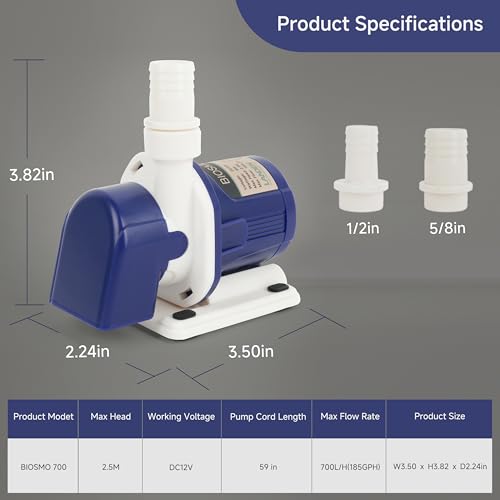 LANDEN BIOSMO 700 DC Sine Wave Water Pump Return Pump 700L/H(185GPH) High Performance Aquarium Cleaning Ultra Quiet Operation 2-9W 3 Modes Control Ideal for 15-37 Gallon Fish Tanks, Ponds, Fountains - Image 2