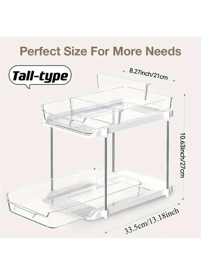 1pc Stackable 2 Layer Transparent Storage Box With Pull Out Divider For Kitchen And Bathroom Sink Organizer Bottle Container - Image 4