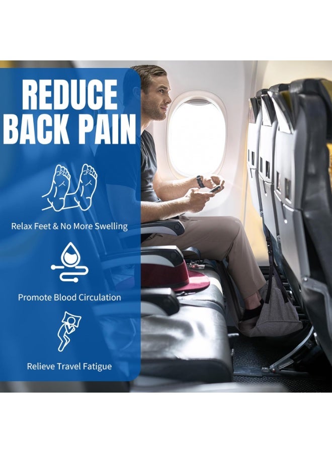 NANAO أرجوحة قدم طائرة قابلة للتعديل في الطول، أرجوحة قدم محمولة للسفر لتقليل التورم والألم، شماعة قدم قابلة للتعديل لرحلة طويلة، رمادي - Image 3