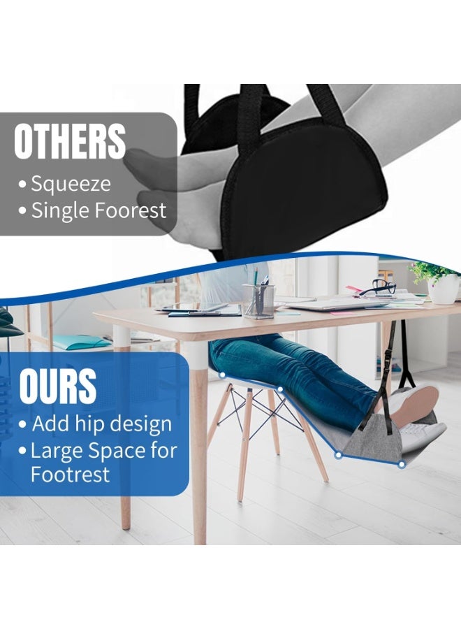 NANAO أرجوحة قدم طائرة قابلة للتعديل في الطول، أرجوحة قدم محمولة للسفر لتقليل التورم والألم، شماعة قدم قابلة للتعديل لرحلة طويلة، رمادي - Image 4