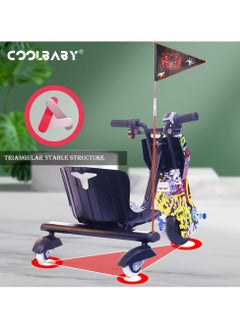Generic Electric Drifting Scooter 36v With Bluetooth Music And Lights 360 Degree 3 wheel drifting scooter Adjustable Telescopic Length to 100 killogram size large  - Image 2