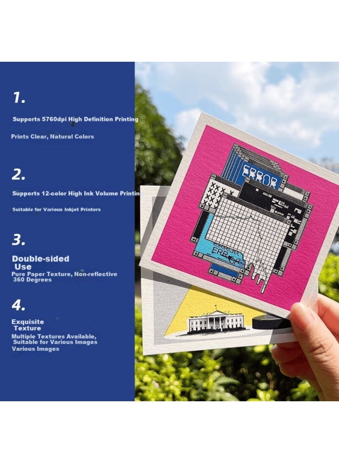 Fantac Ivory White Ilration Art Paper Photo Paper For Hand-drawn Portraits And Photos, 4r Inkjet Printing, 6-inch Photo Paper, Small Card Matte Paper For Home Use, 50 Sheets, 9895-698 - Image 2