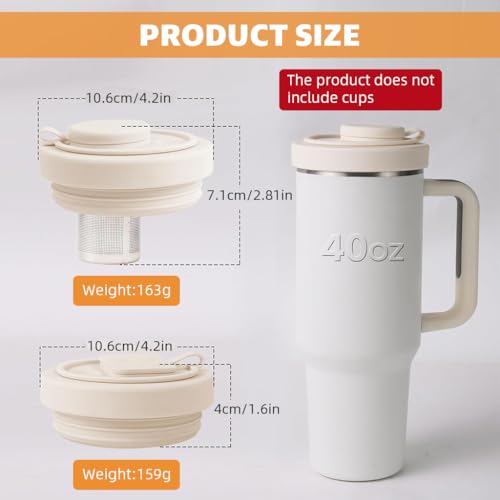 HASTHIP® For Stanley 40Oz Tumbler 2Pcs Interchangeable Cup Lid with Tea Strainer & Pill Box Food Grade Silicone Tumbler Cup Lid with Straw Hole Leaking Proof Multifunctional - Image 2
